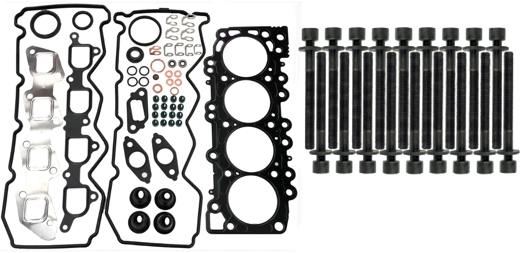 VRS GASKET SET & HEAD BOLTS COMBO PACK FOR NISSAN NAVARA D22 D40 YD25DDT YD25DDTI 2.5L I4 TO 12/2009