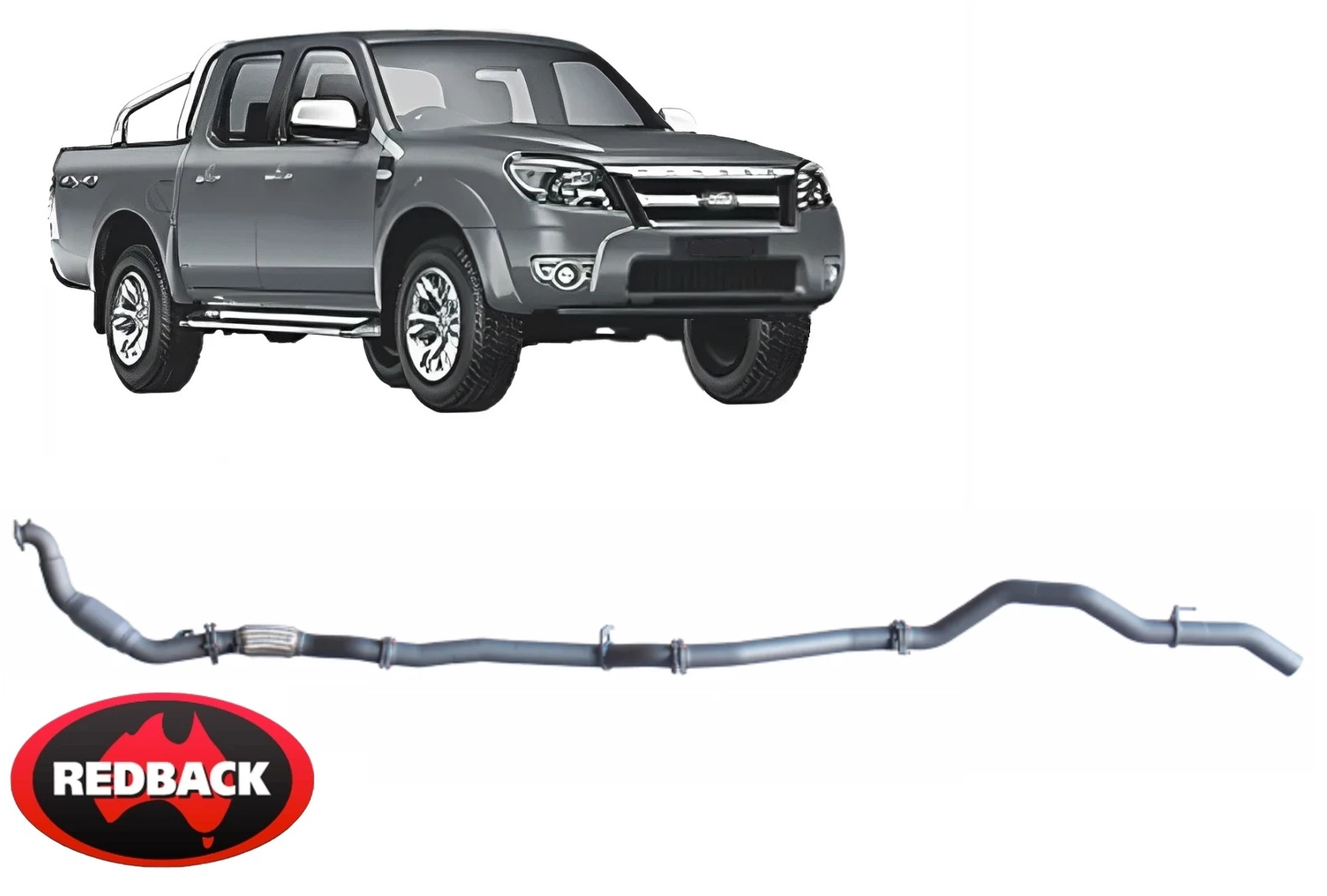 REDBACK EXTREME DUTY EXHAUST SYSTEM TO SUIT FORD RANGER PJ PK WEAT TURBO DIESEL 3.0L I4