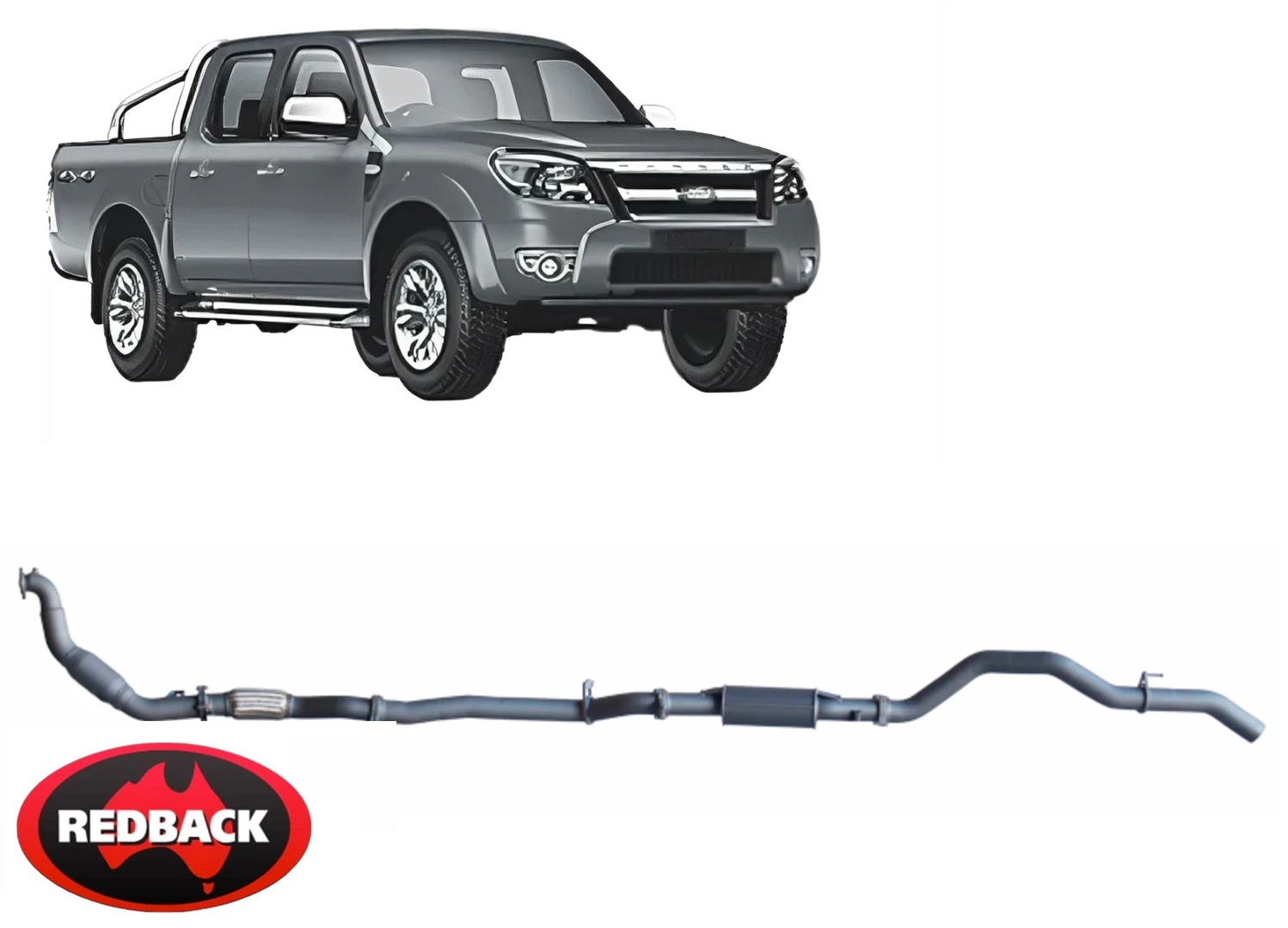 REDBACK EXTREME DUTY EXHAUST SYSTEM TO SUIT FORD RANGER PJ PK WEAT TURBO DIESEL 3.0L I4