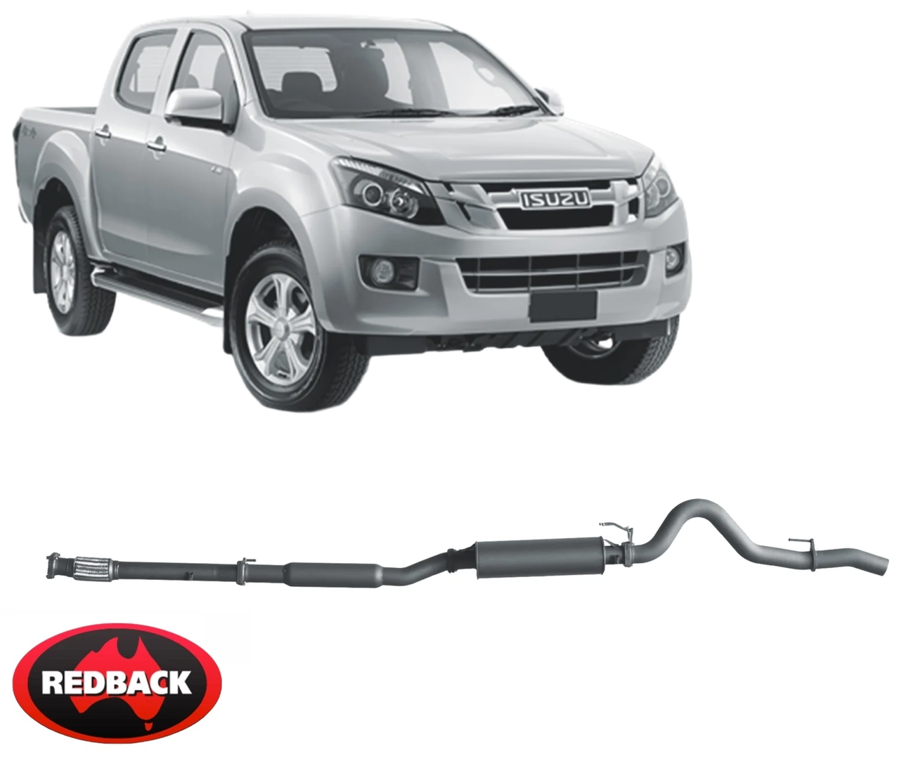 REDBACK EXTREME DUTY EXHAUST SYSTEM FOR ISUZU D-MAX TFR TFS 4JJ1-TC 4JJ1-TCX 3.0 I4 FROM 10/2016 4WD
