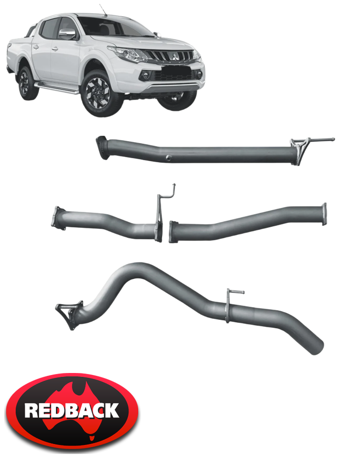 REDBACK EXTREME DUTY EXHAUST SYSTEM WITHOUT CAT TO SUIT MITSUBISHI TRITON MQ MR 4G64 4N15 2.4L I4