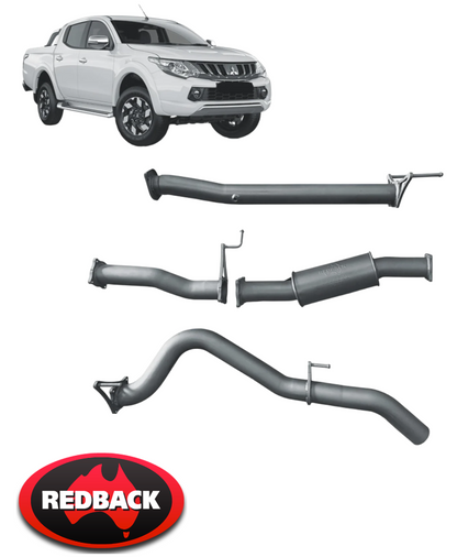 REDBACK EXTREME DUTY EXHAUST SYSTEM WITHOUT CAT TO SUIT MITSUBISHI TRITON MQ MR 4G64 4N15 2.4L I4
