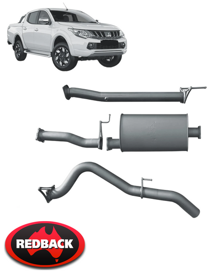 REDBACK EXTREME DUTY EXHAUST SYSTEM WITHOUT CAT TO SUIT MITSUBISHI TRITON MQ MR 4G64 4N15 2.4L I4