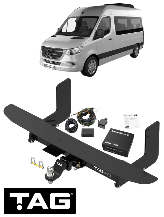 TAG HEAVY DUTY TOW BAR & WIRING KIT FOR MERCEDES BENZ SPRINTER 5-T 519CDI B907 OM642.899 3.0L V6 MWB