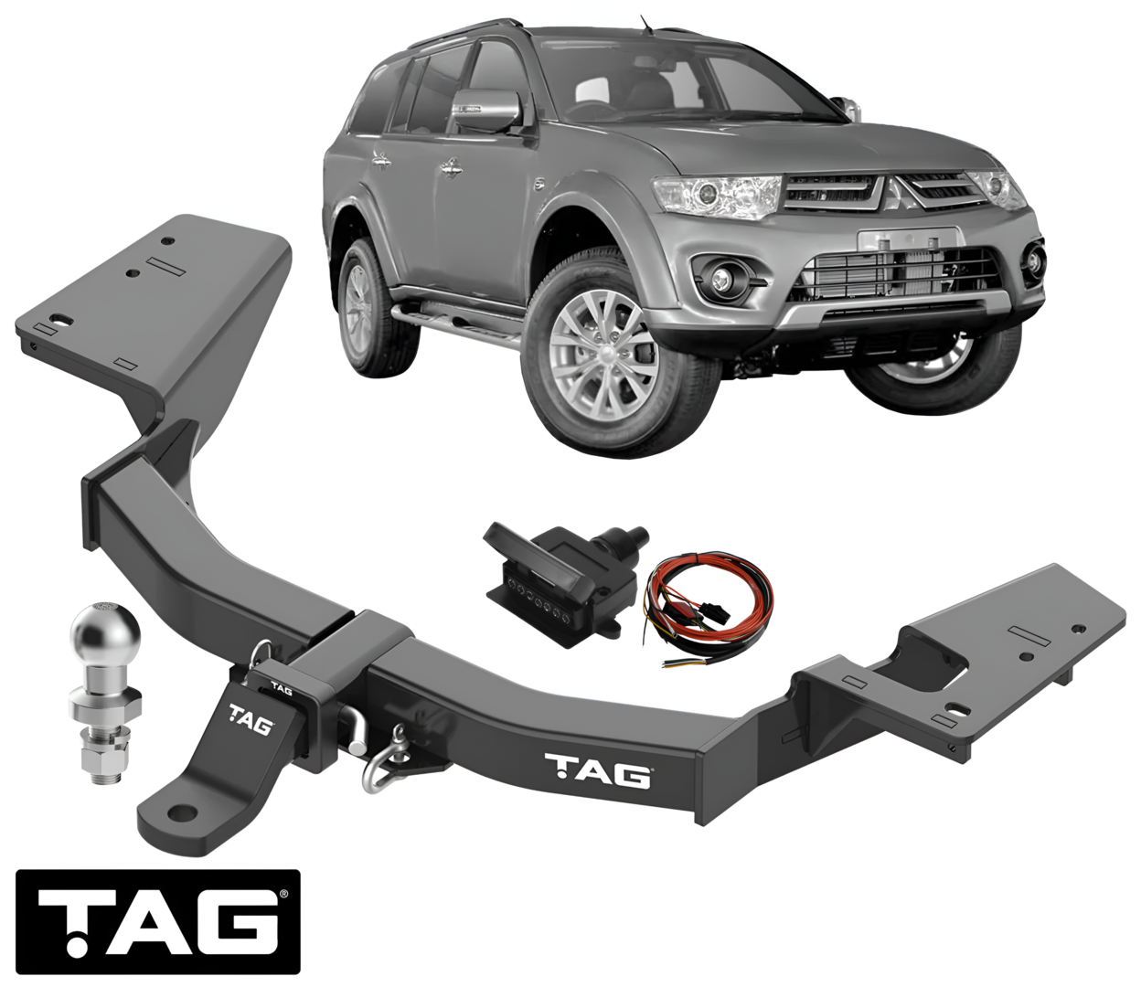 TAG HEAVY DUTY TOW BAR & UNIVERSAL WIRING KIT TO SUIT MITSUBISHI CHALLENGER PB PC 4D56-HP 2.5L I4