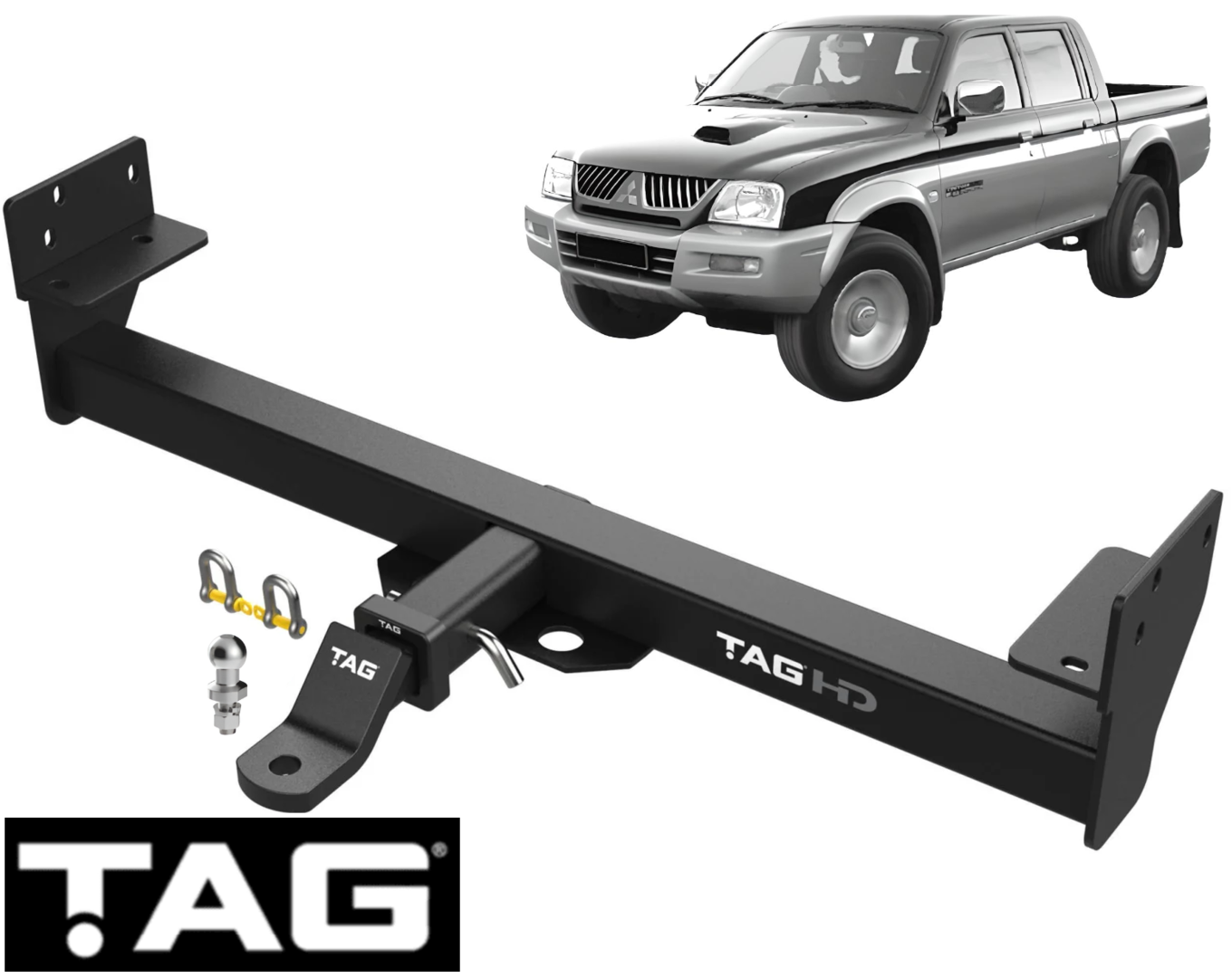 TAG HEAVY DUTY TOW BAR & WIRING KIT TO SUIT MITSUBISHI TRITON MK 4G64 4M40 4M40T 2.4L 2.8L I4