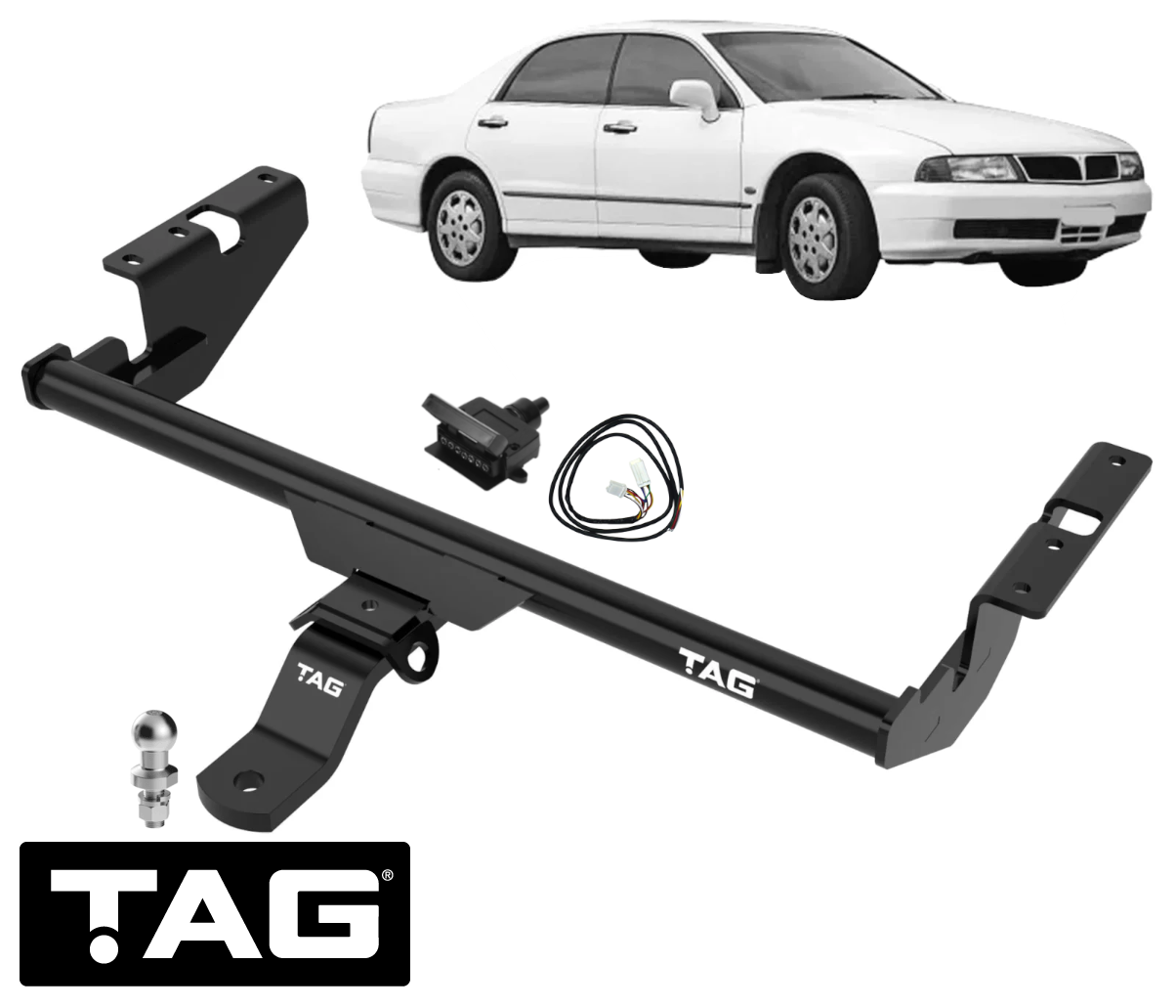 TAG STANDARD DUTY TOW BAR & WIRING KIT TO SUIT MITSUBISHI MAGNA TL 6G74 3.5L V6 SEDAN ONLY