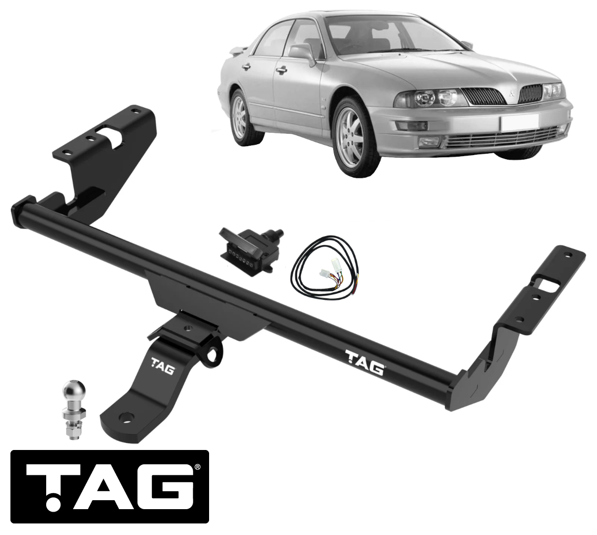 TAG STANDARD DUTY TOW BAR & WIRING KIT TO SUIT MITSUBISHI VERADA KH KL KJ KW 6G74 3.5L V6 SEDAN ONLY