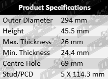 ULTIMA FRONT VENTED DISC BRAKE ROTOR SET TO SUIT MITSUBISHI OUTLANDER ZG ZH ZK 4B12 2.4L I4 11/07 ON