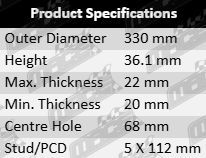 ULTIMA REAR VENTED DISC BRAKE ROTOR SET TO SUIT AUDI S5 8T CAKA CREC SUPERCHARGED 3.0L V6